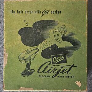 Vintage Oster Airjet Electric Hair Dryer Model 202 Chrome in Original Box